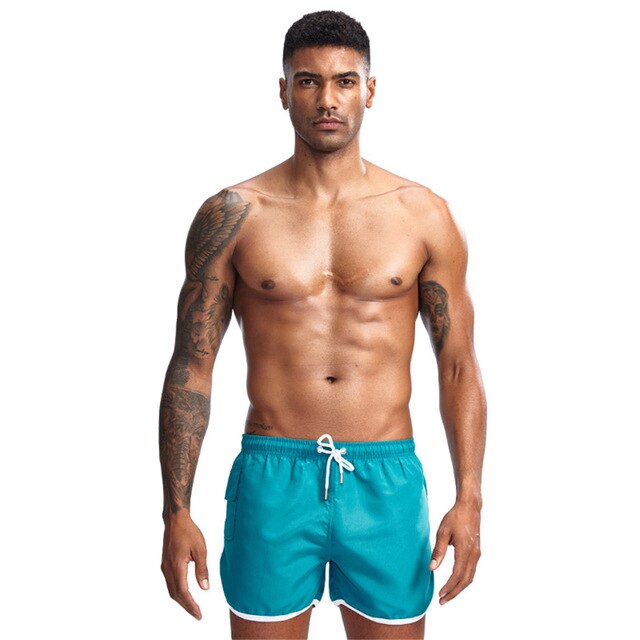 Men's Elastic Drawstring Waist Plain Quick-Dry Pocket Swim Shorts