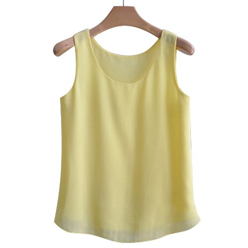 Women's Chiffon Round Neck Sleeveless Plain Casual Blouses