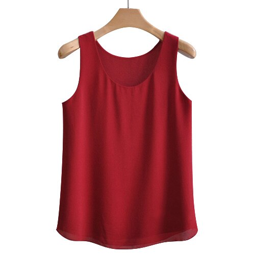 Women's Chiffon Round Neck Sleeveless Plain Casual Blouses