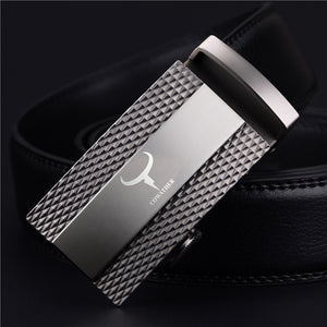 Men's Genuine Leather Plain Strap Alloy Automatic Buckle Belt