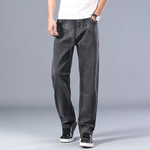 Men's Mid Waist Plain Button Zipper Side Pocket Denim Jeans