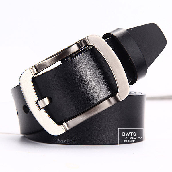 Men's Genuine Leather Strap Alloy Pin Buckle Closure Plain Belt