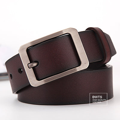 Men's Genuine Leather Strap Alloy Pin Buckle Closure Plain Belt