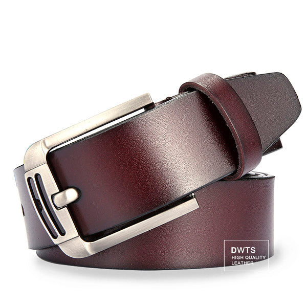 Men's Genuine Leather Strap Alloy Pin Buckle Closure Plain Belt