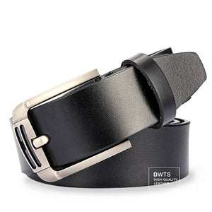 Men's Genuine Leather Strap Alloy Pin Buckle Closure Plain Belt