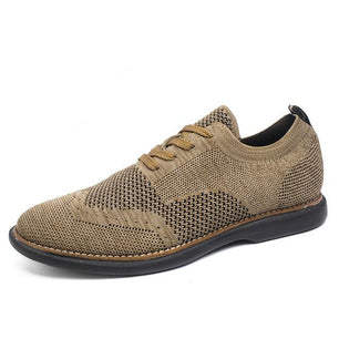 Men's Round Toe Mesh Striped Cross Lace-Up Casual Flat Shoe