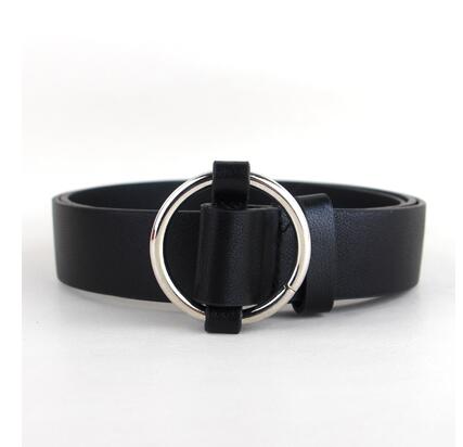 Women's Genuine Leather Strap Round Pin Buckle Closure Belts