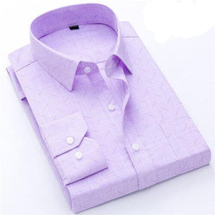 Men's Turndown Plaid Pattern Button Pockets Formal Wear Shirt