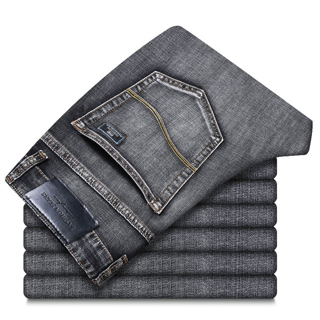 Men's Mid Waist Plain Button Zipper Closure Pocket Denim Jeans