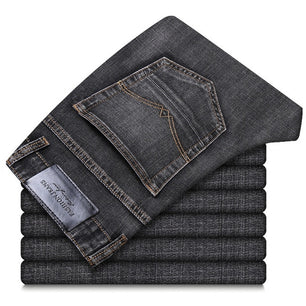 Men's Mid Waist Plain Button Zipper Closure Pocket Denim Jeans