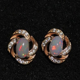 Women's 100% 925 Sterling Silver Round Twist Opal Zircon Earrings