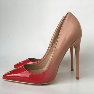 Women's Patent Leather Pointed Toe Thin High Heel Pumps Shoe