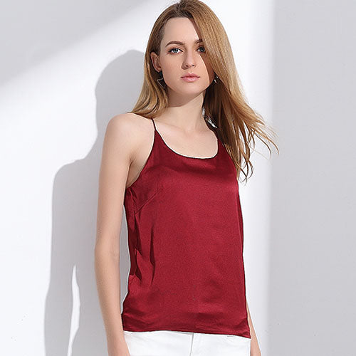 Women's Silk Halter Neck Spaghetti Strap Plain Blouses