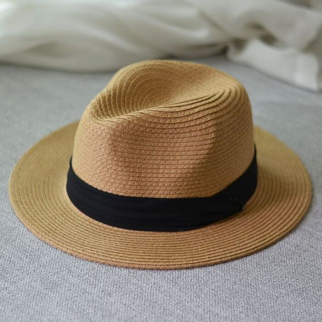 Women's Round Straw Striped Pattern Foldable Summer Wear Brim Hat