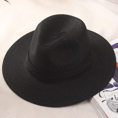 Women's Round Straw Striped Pattern Foldable Summer Wear Brim Hat