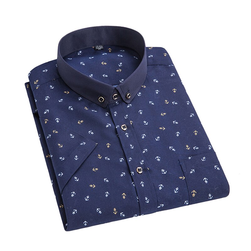 Men's Turndown Collar Short Sleeve Printed Casual Wear Shirt