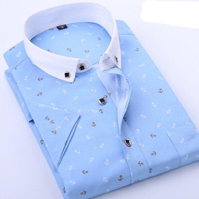 Men's Turndown Collar Short Sleeve Printed Casual Wear Shirt