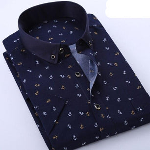 Men's Turndown Collar Short Sleeve Printed Casual Wear Shirt