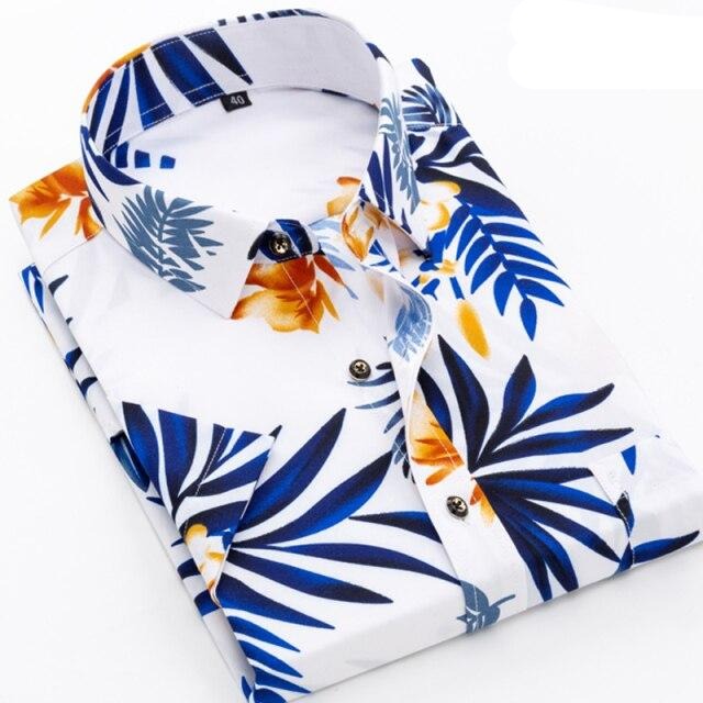 Men's Turndown Collar Short Sleeve Printed Casual Wear Shirt