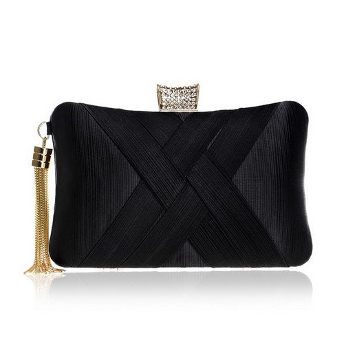 Women's Polyester Tassel Hasp Closure Mini Evening Trendy Clutch