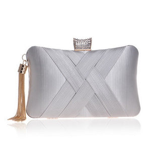 Women's Polyester Tassel Hasp Closure Mini Evening Trendy Clutch