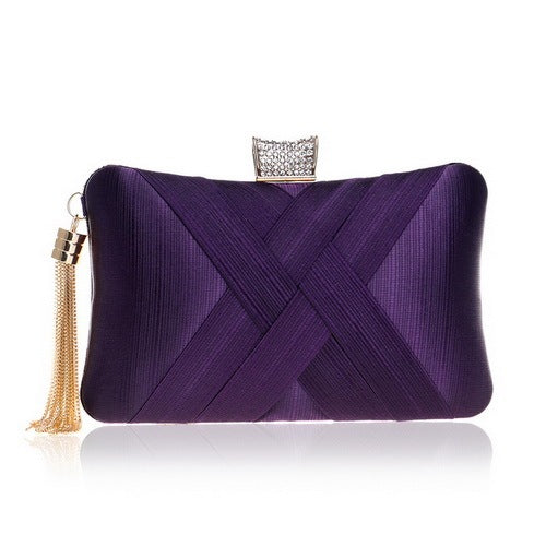 Women's Polyester Tassel Hasp Closure Mini Evening Trendy Clutch