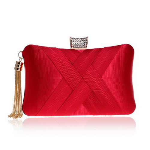 Women's Polyester Tassel Hasp Closure Mini Evening Trendy Clutch