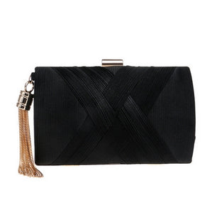 Women's Polyester Tassel Hasp Closure Mini Evening Trendy Clutch