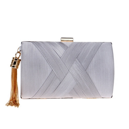 Women's Polyester Tassel Hasp Closure Mini Evening Trendy Clutch