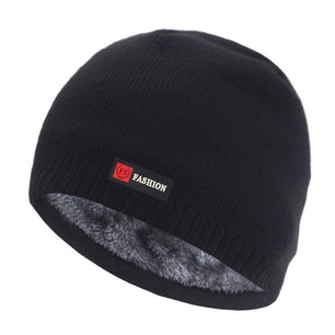 Men's Faux Fur & Acrylic Solid Pattern Knitted Winter Wear Hats