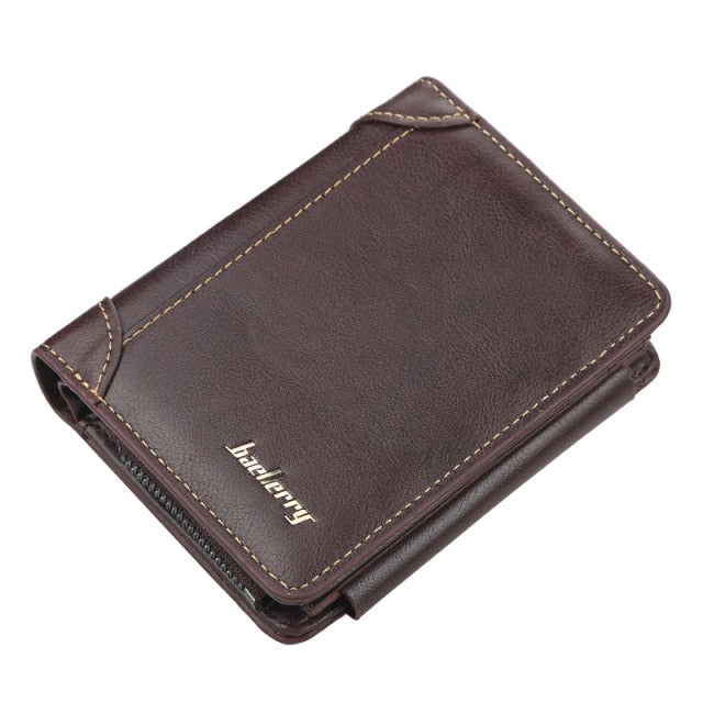 Men's Leather Slit Card Holder Pocket Bifold Hasp Closure Wallets