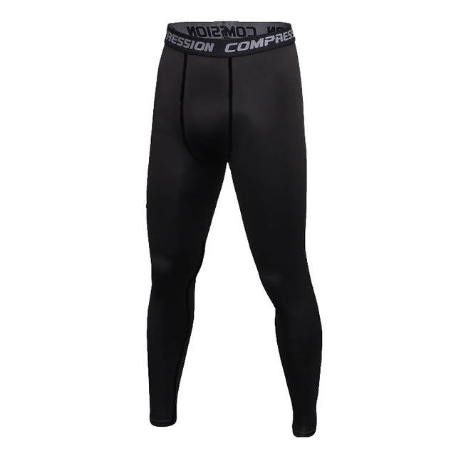 Men's Long Length Compression Plain Pattern Leggings