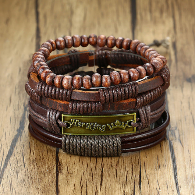 Men's Leather Punk Ethnic Multilayer Braided Wrap Bracelets