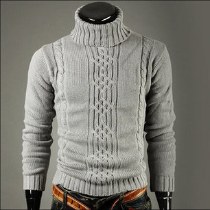 Men's Turtleneck Collar Long Sleeves Pullover Knitted Sweater