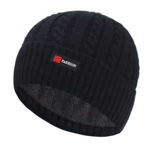 Men's Casual Cloth Stripped Patchwork Knitted Winter Hat