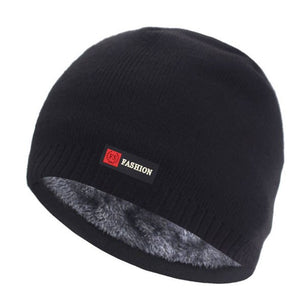 Men's Casual Cloth Stripped Patchwork Knitted Winter Hat