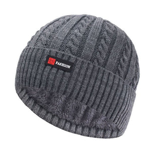 Men's Casual Cloth Stripped Patchwork Knitted Winter Hat