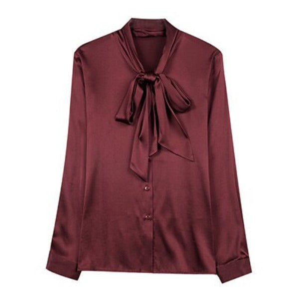 Women's Silk V-Neck Plain Pattern Casual Wear Blouse