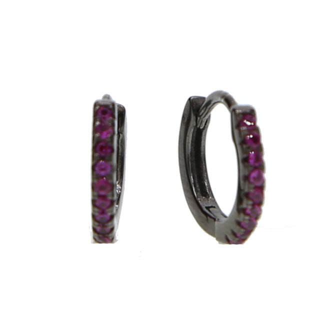 Women's 925 Sterling Silver Zircon Embedded Mini Hoop Earrings