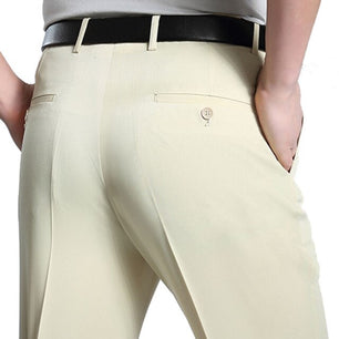 Men's High Waist Button Zipper Closure Casual Wear Office Pants