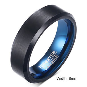 Men's 100% Tungsten Metal Round Blue Matte Finish Wedding Ring