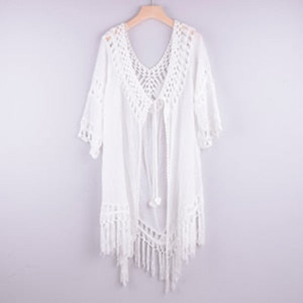 Women's Open Stitch Flare Sleeves Lace Tunic Bikini Cover-Up