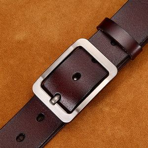 Men's Genuine Leather Pin Alloy Buckle Closure Vintage Belts