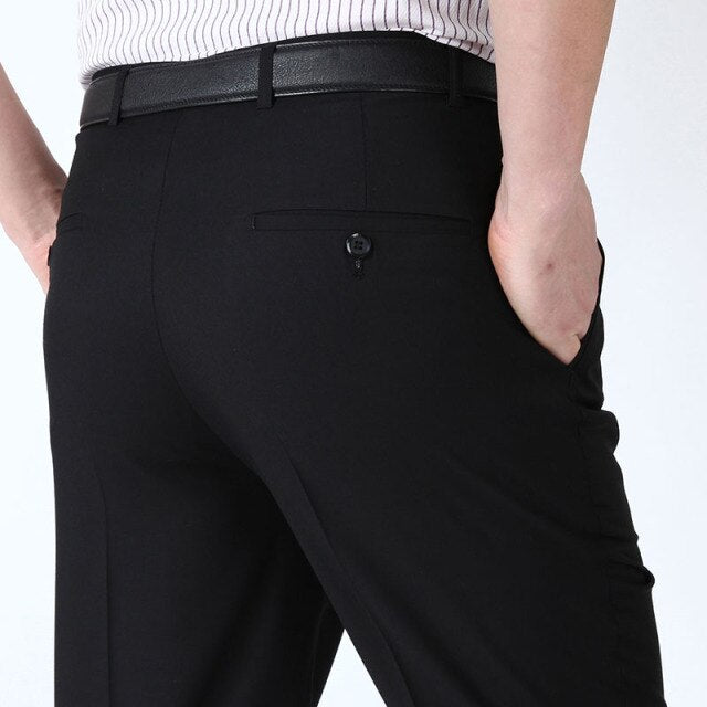 Men's High Waist Plain Button Zipper Closure Side Pocket Pants