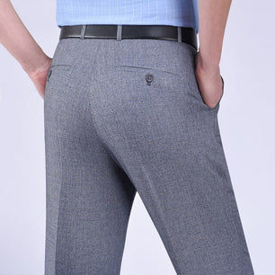 Men's High Waist Plain Button Zipper Closure Side Pocket Pants