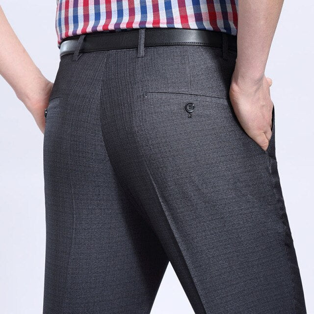 Men's High Waist Plain Button Zipper Closure Side Pocket Pants