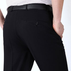 Men's High Waist Plain Button Zipper Closure Side Pocket Pants