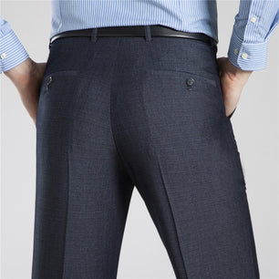 Men's Mid Waist Button Zipper Closure Side Pocket Formal Pants