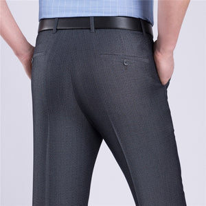 Men's Mid Waist Button Zipper Closure Side Pocket Formal Pants