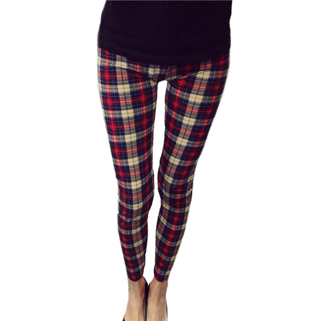 Women's High Waist Plaid Printed Quick Dry Compression Pants